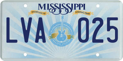 MS license plate LVA025