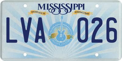MS license plate LVA026