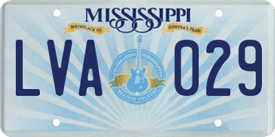 MS license plate LVA029