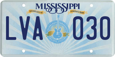 MS license plate LVA030