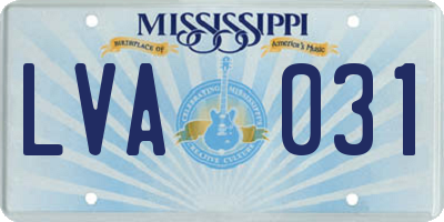 MS license plate LVA031