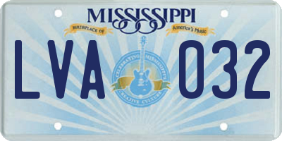 MS license plate LVA032