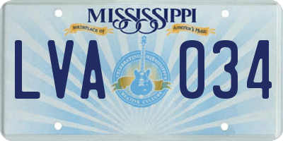 MS license plate LVA034