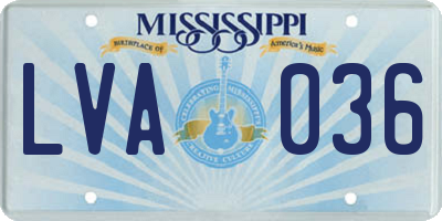 MS license plate LVA036