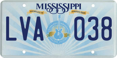 MS license plate LVA038