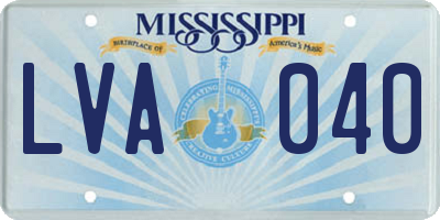 MS license plate LVA040