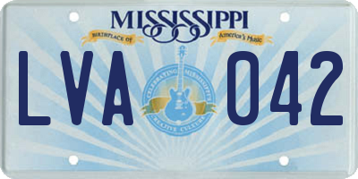 MS license plate LVA042