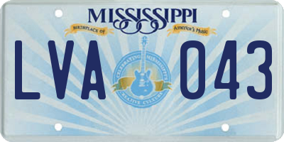 MS license plate LVA043