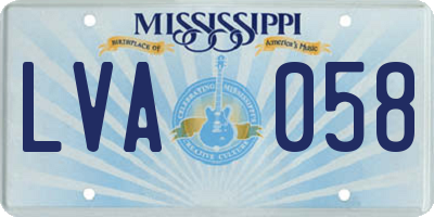 MS license plate LVA058