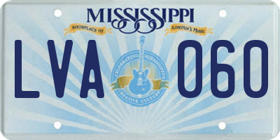 MS license plate LVA060