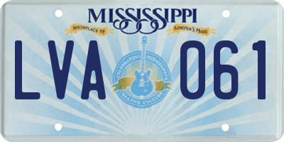 MS license plate LVA061