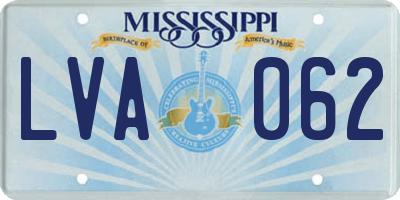 MS license plate LVA062