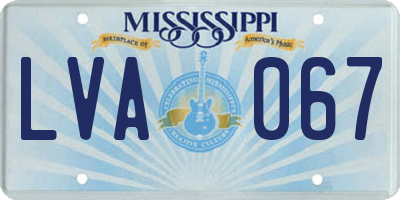 MS license plate LVA067