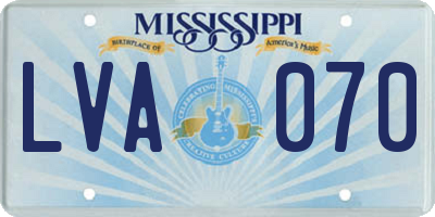 MS license plate LVA070