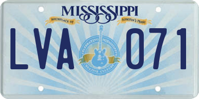 MS license plate LVA071