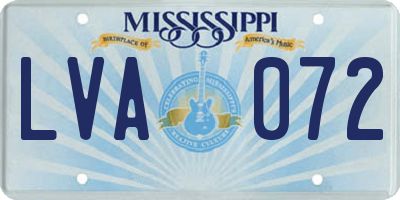 MS license plate LVA072