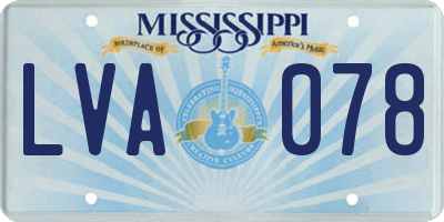 MS license plate LVA078
