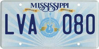 MS license plate LVA080