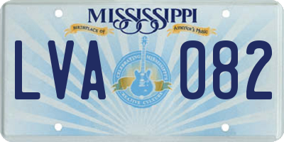 MS license plate LVA082