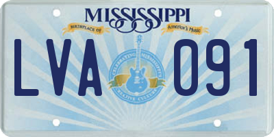 MS license plate LVA091