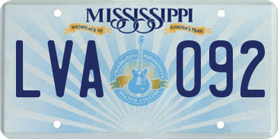 MS license plate LVA092