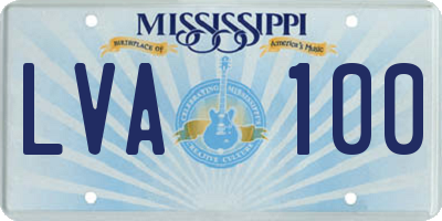 MS license plate LVA100