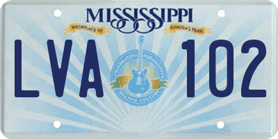 MS license plate LVA102