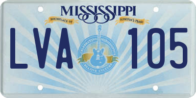 MS license plate LVA105