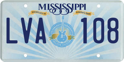 MS license plate LVA108