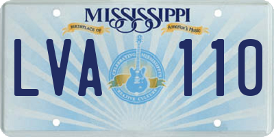 MS license plate LVA110