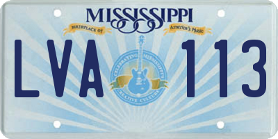 MS license plate LVA113