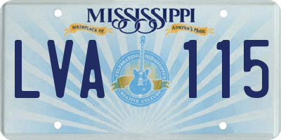 MS license plate LVA115