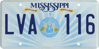 MS license plate LVA116