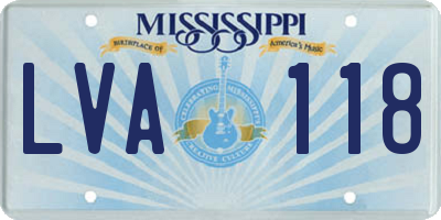MS license plate LVA118