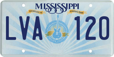 MS license plate LVA120