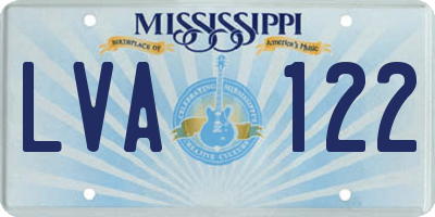 MS license plate LVA122