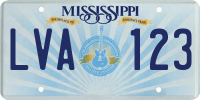 MS license plate LVA123