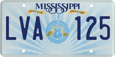 MS license plate LVA125