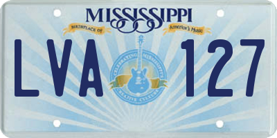 MS license plate LVA127