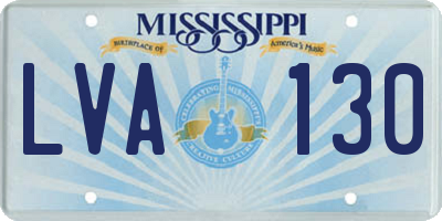 MS license plate LVA130
