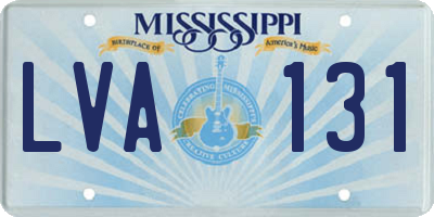 MS license plate LVA131