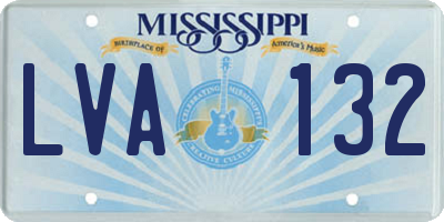 MS license plate LVA132