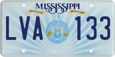 MS license plate LVA133