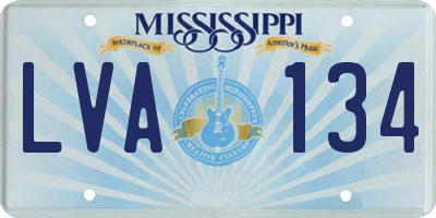 MS license plate LVA134