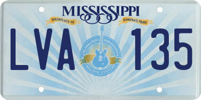 MS license plate LVA135