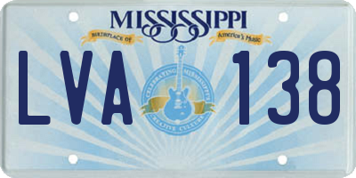 MS license plate LVA138