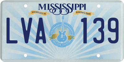 MS license plate LVA139