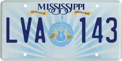 MS license plate LVA143