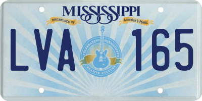 MS license plate LVA165