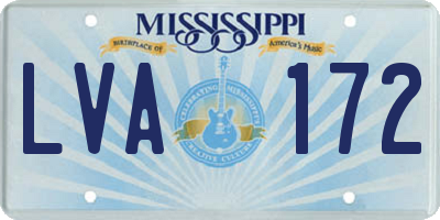 MS license plate LVA172